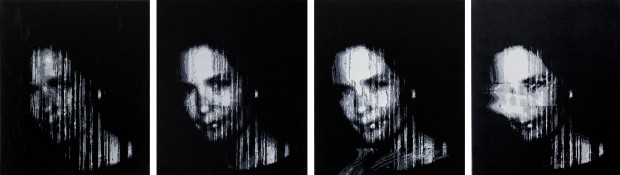 Gaetano Longo - Unknown_stripes #1-4, olio su tela, cm 35x30 (serie di 4 lavori)